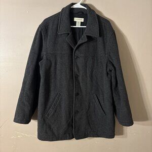 J.Crew Men’s Wool Coat Button Up Heavyweight Dark Gray Quilted Lining Sz M
